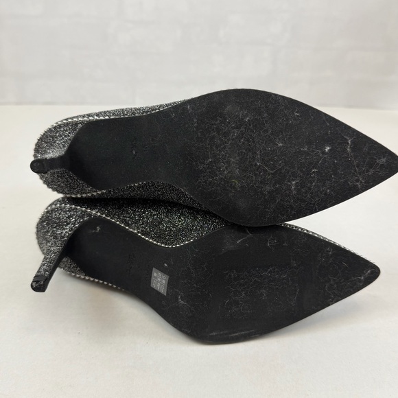 Coach Silver‎ Gray Glitter Stretch Sock Booties Beaded Pointed Toe Heels Size 10 - Picture 6 of 9